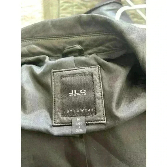 JLC New York Outerwear leather jacket, size M, Imported, color black, button up - Picture 6 of 7